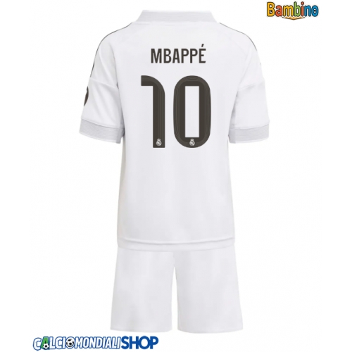 Maglie da calcio Real Madrid Kylian Mbappe #10 Prima Maglia Bambino 2025-26 Manica Corta + Pantaloni corti)